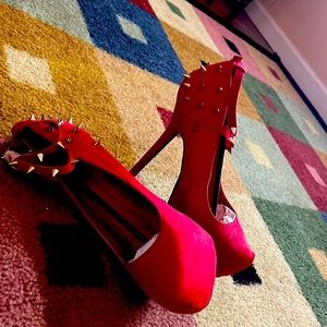 Fire Red Stud Stilettos